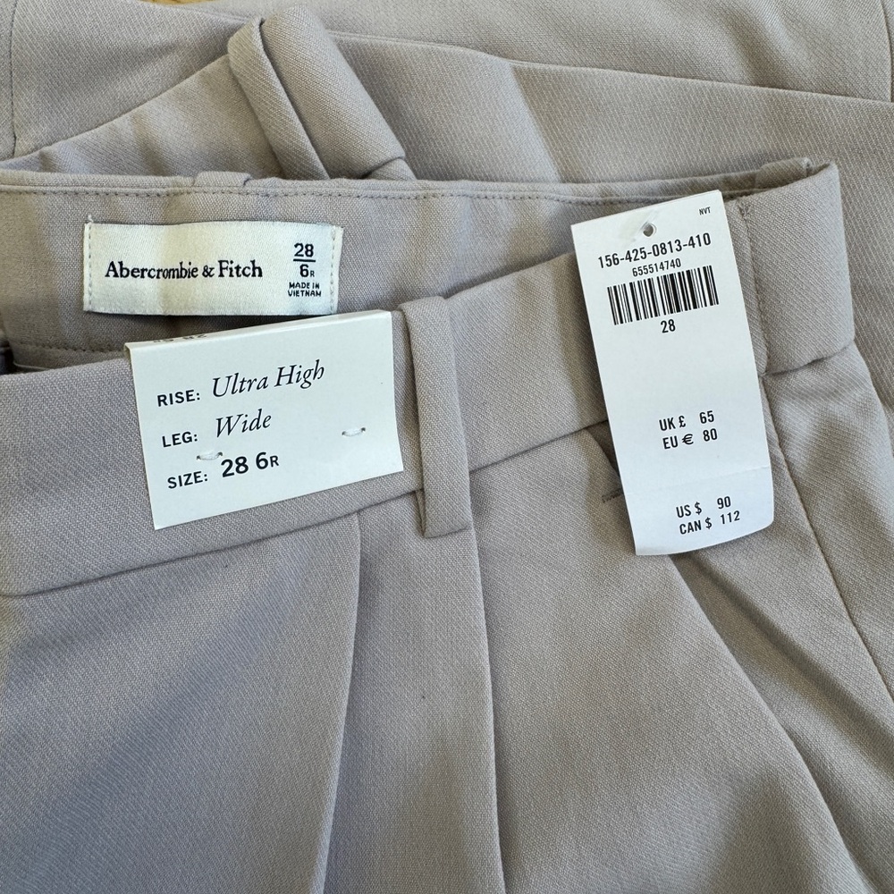 Abercrombie & Fitch Sloane Wide Leg Pants/Trousers in Light Taupe Size 28/6R - Picture 7 of 9